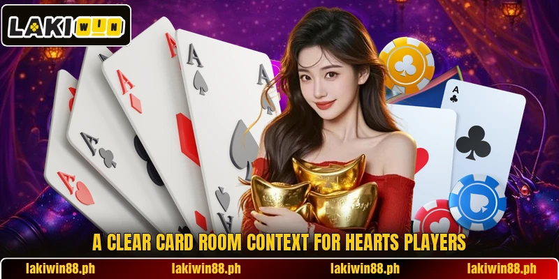 A clear card room context for hearts players