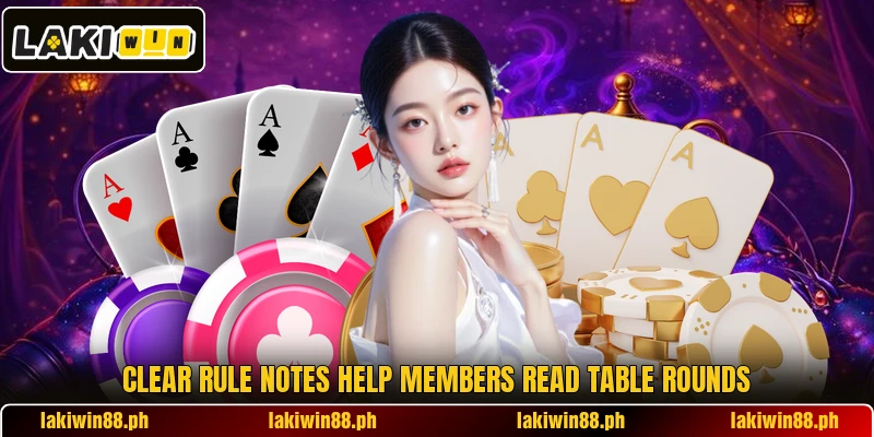 Clear rule notes help members read table rounds