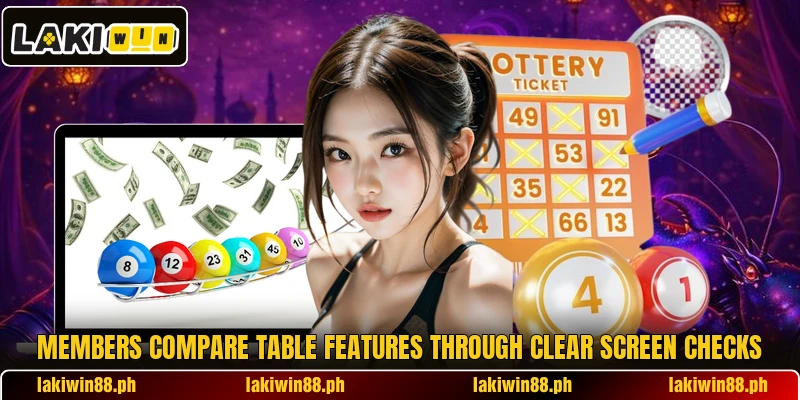 Members compare table features through clear screen checks Members compare table features through clear screen checks